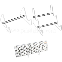 プラチナメッキの鉄製サポート付きアクリルキーボードディスプレイスタンド2個、2スタイル  透明  16.6~17.2x13.4~16x7.9~13.3cm  1個/スタイル&nbsp;ODIS-CP0001-13