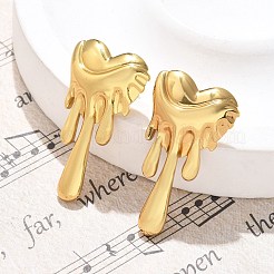 女性用304ステンレススチールスタッドピアス  イオンプレーティング（ip）  ハート  18KGP本金メッキ  32.5x18mm&nbsp;EJEW-U047-01G