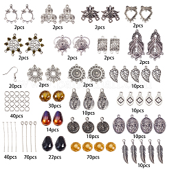 DIYピアス作り  チベットのスタイルの合金のシャンデリアのコンポーネント  コネクタカボションセッティング  手作りガラスビーズと真鍮のピアスフック  ミックスカラー  14x10.8x3cm&nbsp;DIY-SC0004-51