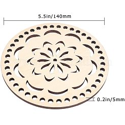木製バスケットボトムス  かぎ針編みのバスケットベース  かご細工用品や室内装飾工芸品用  バリーウッド  140x5mm&nbsp;DIY-WH0167-27B