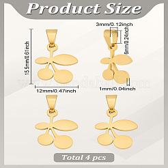 4Pcs 304 Stainless Steel Pendants&nbsp;STAS-LP0004-19