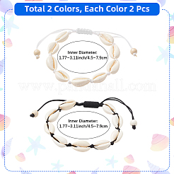 4Pcs 2 Colors Natural Shell & Synthetic Turquoise Braided Bead Bracelet for Women&nbsp;BJEW-PA0001-01