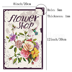 ヴィンテージメタルブリキサイン  バーの壁の装飾  レストラン  カフェパブ  花柄  30x20cm&nbsp;AJEW-WH0157-081