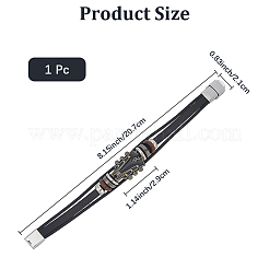 男女兼用合金＆レザーコードブレスレット1個  ギター  ブラック  8-1/8インチ（20.7cm）&nbsp;BJEW-CL0001-24