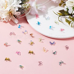 96D樹脂カボション3個  ネイルアートの装飾の付属品  diyクリスタルエポキシ樹脂材料充填  蝶  ミックスカラー  7.5x7~8x2~3mm  16色&nbsp;MRMJ-SC0001-02