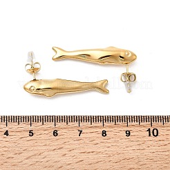 304ステンレススチール製フィッシュスタッドピアス  イオンプレーティング（ip）  18KGP本金メッキ  36x6mm&nbsp;EJEW-K268-49G