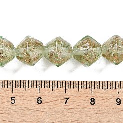 手作りゴールドパウダー入りランプワークビーズ  双円錐形  ダークシーグリーン  11.5x10.5mm  穴：1.5mm  約45個/連  18.90''（48センチメートル）&nbsp;LAMP-Q036-04F