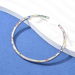 女性のための真鍮のオープンカフバングル  エナメル  長持ちメッキ  カラフル  内径：2-1/8x2-1/8インチ（5.3x5.5cm）&nbsp;BJEW-G736-12P-03