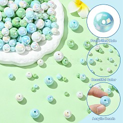 250g UVメッキレインボー虹色不透明アクリルビーズ  模造ゼリー  混合サイズ  ラウンド  ミックスカラー  6~16mm  穴：1.8~3mm  約320個/250g&nbsp;PACR-CJ0001-38D