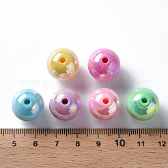不透明なアクリルビーズ  ABカラーメッキ  ラウンド  ミックスカラー  16x15mm  穴：2.8mm  約220個/500g&nbsp;MACR-S370-D16mm-M1