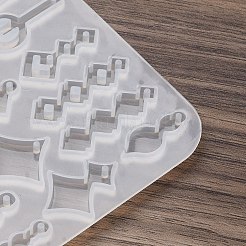 ペンダントシリコンモールド  イヤリング型  ジェッソ樹脂鋳造金型  混合図形  ホワイト  85x86x4mm&nbsp;LS-AJEW-S041-03B