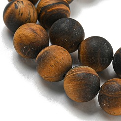 Frosted Natural Tiger Eye Beads Strands&nbsp;G-Q177-A01-01