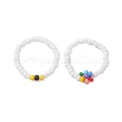 Round Glass Seed Beads Stretch Rings&nbsp;RJEW-JR00700-02
