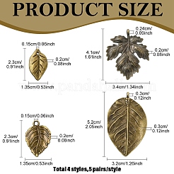 20Pcs 4 Styles Tibetan Style Alloy Leaf Pendants&nbsp;TIBEP-YW0002-39