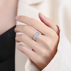 馬の目 真鍮 マイクロパヴェ キュービックジルコニア 指輪  プラチナ  透明  内径: 調節可能&nbsp;FS-WG116FD-01