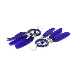 Feather Woven Net Chandelier Earrings&nbsp;EJEW-H090-01H