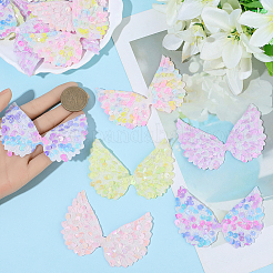 30Pcs 5 Colors Wing Polyester and Sequins Computerized Embroidery Cloth Iron on/Sew on Patches&nbsp;DIY-GF0012-54