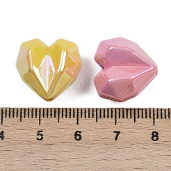 UVメッキアクリルビーズ  虹色の  ハート  多面カット  ミックスカラー  17x17x2mm  穴：2.5mm&nbsp;MACR-C036-06