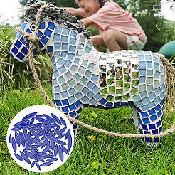 200gの馬の目のモザイクピース  セラミックモザイクタイル  DIYの工芸品の家の装飾芸術のために  ダークブルー  25~50x8.5~13.5x4.5~5mm  約67個/200g&nbsp;FIND-DC0005-43