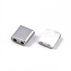 Fgb2穴ガラスシードビーズ  ハーフメタリックカラー  正方形  ゲインボロ  5x4.5~5.5x2~2.5mm  穴：0.5~0.8mm  約1180個/袋&nbsp;SEED-S031-L-ST41-K