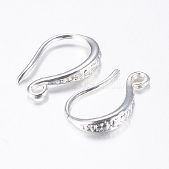 真鍮のピアスフック  水平ループ付き  長持ちメッキ  プラチナメッキ  15x9x2mm  穴：1mm  20ゲージ  ピン：0.8mm&nbsp;KK-K197-62P