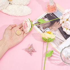 2Pcs 2 Colors Woolen Yarn Artificial Rose Flower&nbsp;AJEW-GF0013-55B
