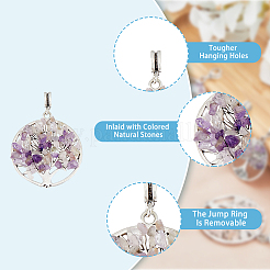 24Pcs 4 Styles Natural Amethyst & Rose Quartz Chip Alloy European Dangle Charms&nbsp;G-HY0001-17