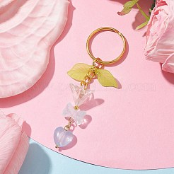 Bowknot & Heart Glass Pendant Decorations&nbsp;KEYC-JKC00691-04