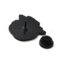 スカルエナメルピン  バックパックの服のハロウィン合金バッジ  電気泳動黒  ホワイト  26x28x1.8mm&nbsp;JEWB-G013-A04