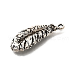 合金のチベット風チャーム  カドミウムフリー＆鉛フリー  フェザーチャーム  アンティークシルバー  36.5x14x4mm  穴：1.8mm  約345個/1000g&nbsp;TIBE-L008-60AS