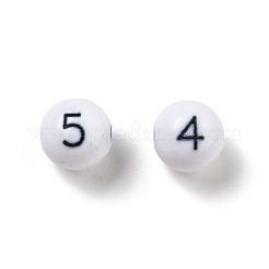 不透明なアクリルビーズ  数字で丸める  ホワイト  8x7.5mm  穴：1.8mm  1600のPCについて&nbsp;OACR-D282-02A