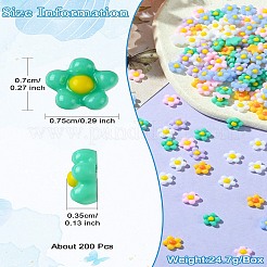 200個の樹脂カボション  ネイルアートの装飾の付属品  花  ミックスカラー  7x7.5x3.5mm&nbsp;FIND-CJ0001-99