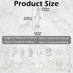 30Pcs 15 Styles 201 Stainless Steel Pendants&nbsp;STAS-CJ0003-18