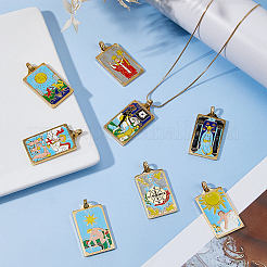 8Pcs 8 Styles Tarot 304 Stainless Steel Enamel Pendants&nbsp;STAS-DC0017-30