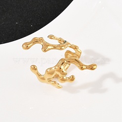 女性用304ステンレススチールカフオープンリング  ゴールドカラー  33.5mm  usサイズ8 1/2(18.5mm)&nbsp;RJEW-H255-01G-08