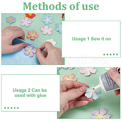 75個 15色の花のポリエステル装飾アクセサリー  DIY服用  バッグ  パンツ  靴の装飾  ミックスカラー  28~40x1.5~3mm  5個/カラー&nbsp;DIY-FG0008-01