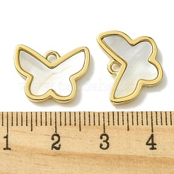 イオンプレーティング（IP）304ステンレススチールパヴェシェルペンダント  蝶のチャーム  14KGP本金メッキ  12x16x2mm  穴：1.8mm&nbsp;FIND-Z028-24G