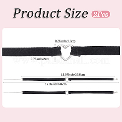 Alloy Heart Link Black Velvet Choker Necklaces&nbsp;NJEW-WH20002-11D