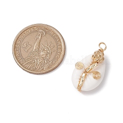 Copper Wired Flower Natural Shell Pendants&nbsp;PALLOY-JF03113
