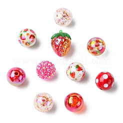 45Pcs 9 Styles Plastic Round Bead & Acrylic Beads Strawberry Kits&nbsp;MACR-CJ0002-46