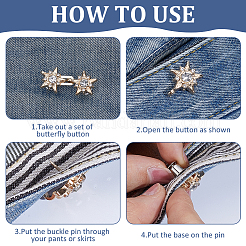 10Pcs 2 Colors Star Alloy Adjustable Jean Button Pins&nbsp;AJEW-ME0002-24