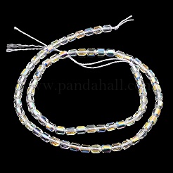 電気メッキ透明ガラスビーズ連売り  多面カット  コラム  5.5x4mm  穴：1mm  約75個/連  15.55~15.67インチ（39.5~39.8cm）&nbsp;GLAA-C029-02A-10