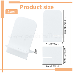 アクリル製斜め背面ポストカードディスプレイスタンド  長方形  ホワイト  7x6x10cm&nbsp;ODIS-WH0078-86A