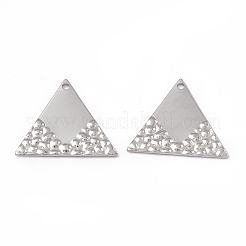 変色しない304ステンレススチールペンダント  トライアングルチャーム  ステンレス鋼色  23x26.5x1mm  穴：1.5mm&nbsp;STAS-B031-18P