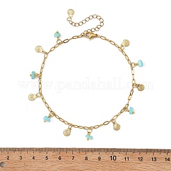Ocean Natural Shell Chip and 304 Stainless Steel Shell Shape Tassel Paperclip Chain Necklaces for Women&nbsp;AJEW-AN00810