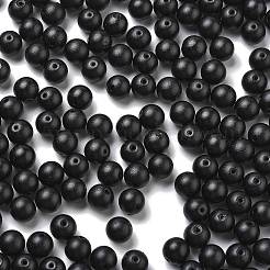 焼付塗装ガラスシードビーズ  ラウンド  ブラック  6mm  穴：0.8mm  約1800個/1ポンド&nbsp;SEED-H003-02E
