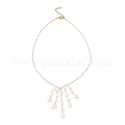 Brass Natural Pearl Rice Beads Tassel Pendant Necklaces&nbsp;NJEW-TA00254