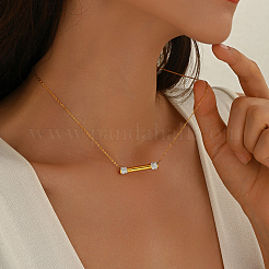 Stainless Steel Crystal Rhinestone Bar Pendant Necklaces for Women Daily Wear&nbsp;UA6063