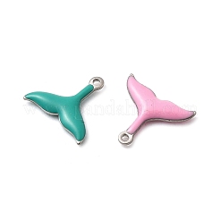 304ステンレススチールエナメルチャーム  海洋動物  ステンレス鋼色  魚尾  10x11x2mm  穴：0.9mm&nbsp;STAS-Q363-14A-P