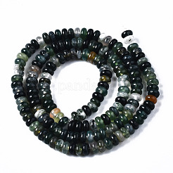 天然石モスアゲートビーズ連売り  ロンデル  4~5x2mm  穴：0.8mm  約163~168個/連  14.96~15.35インチ（38~39cm）&nbsp;G-S366-092